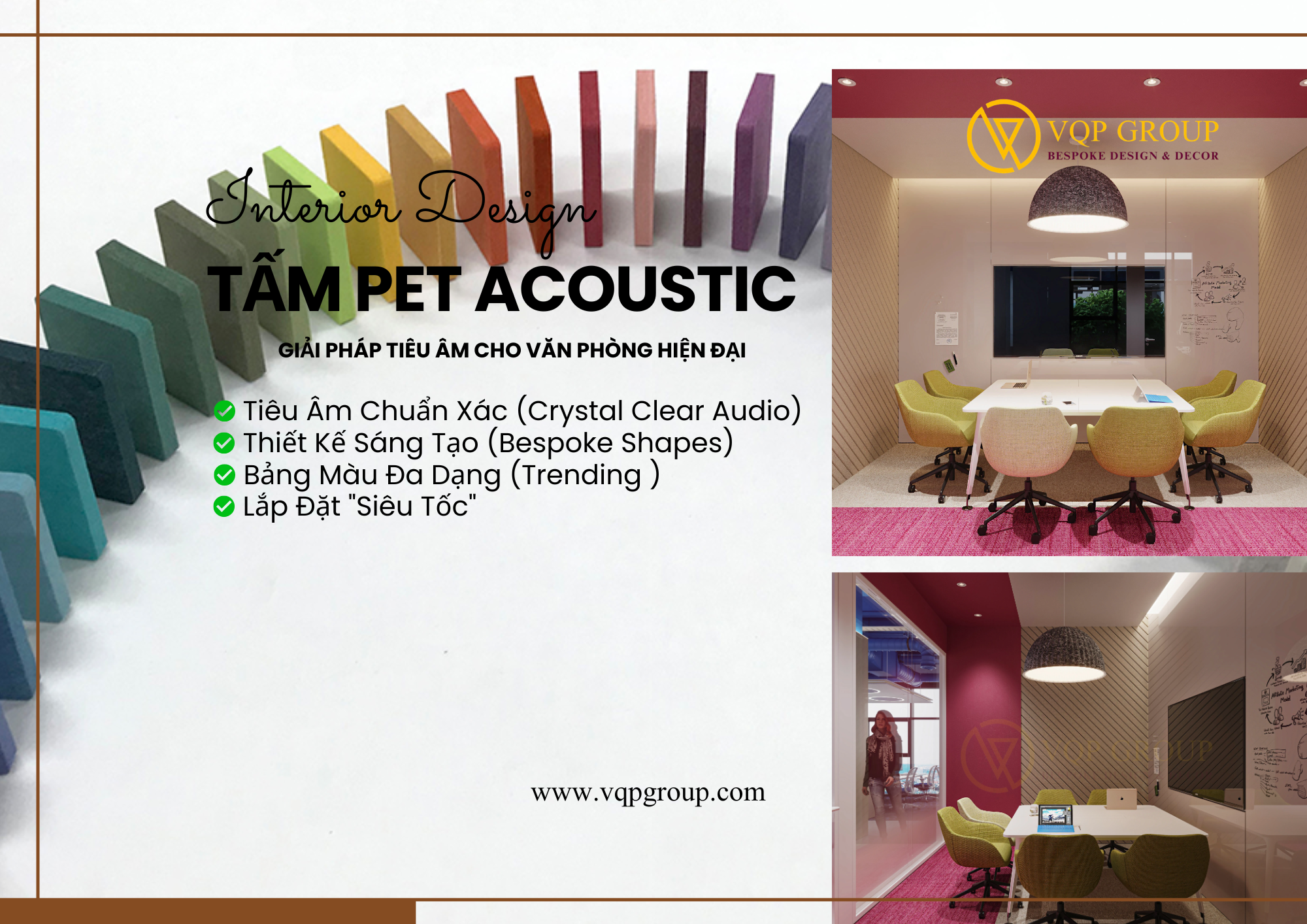 Giải Pháp Tiêu Âm Văn Phòng Hiện Đại Với Tấm PET Acoustic Từ VQP Group