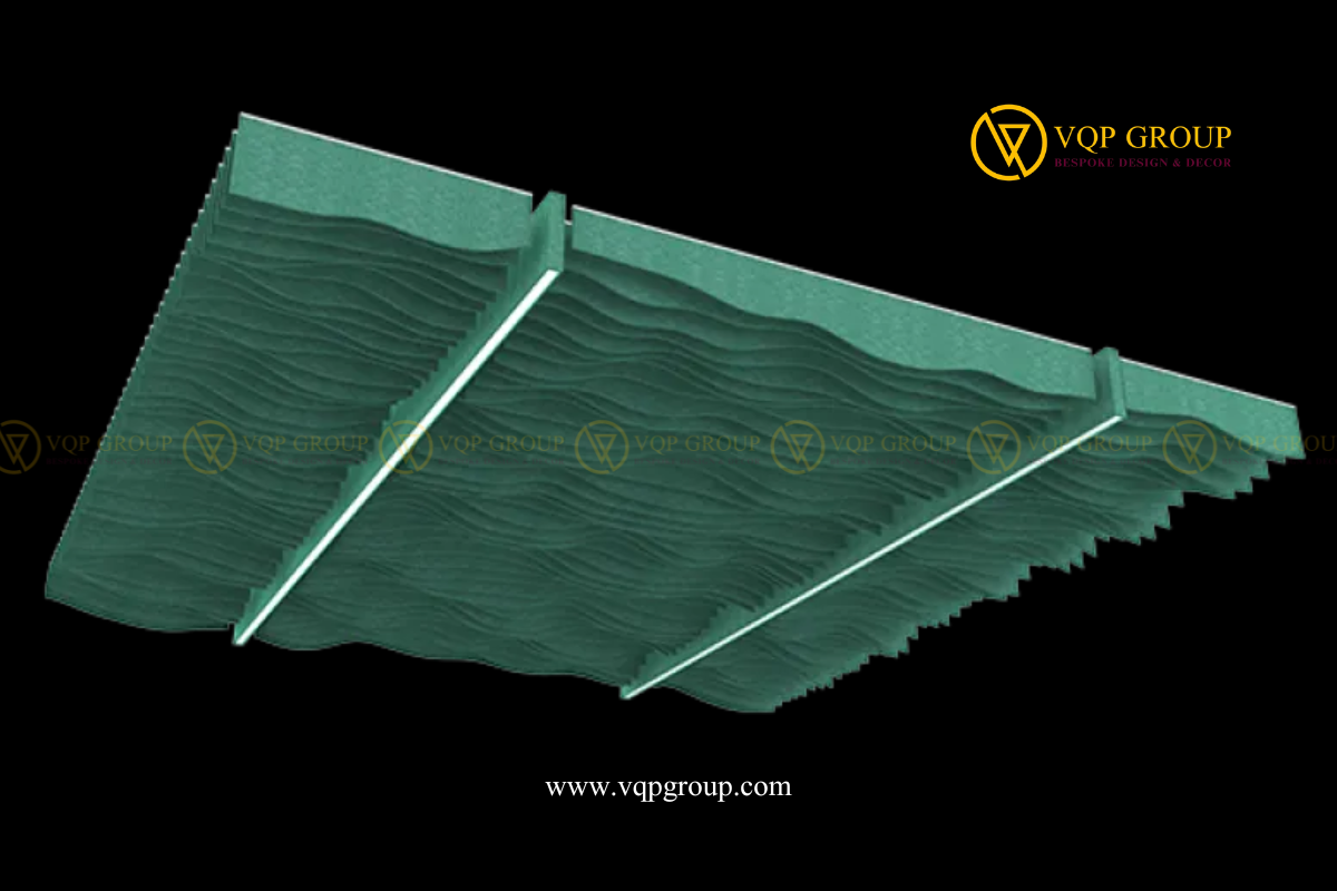 HỆ TRẦN PET TẠO HÌNH GỢN SÓNG VQP-PET-C013 – GIẢI PHÁP TRẦN TIÊU ÂM PET CHO KHÔNG GIAN HIỆN ĐẠI