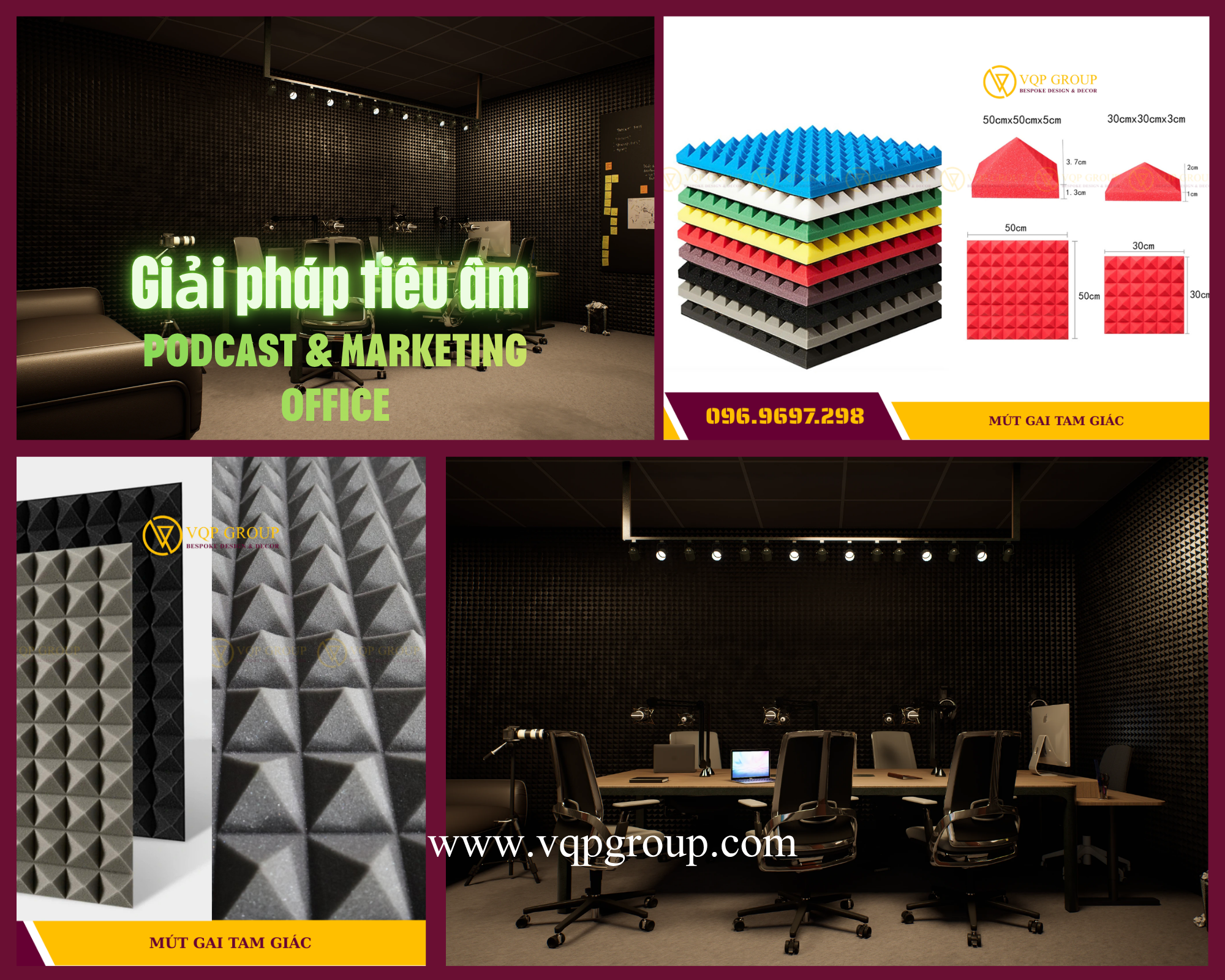 Giải Pháp Tiêu Âm Chuyên Nghiệp Cho Phòng Podcast & Marketing Office | VQP GROUP