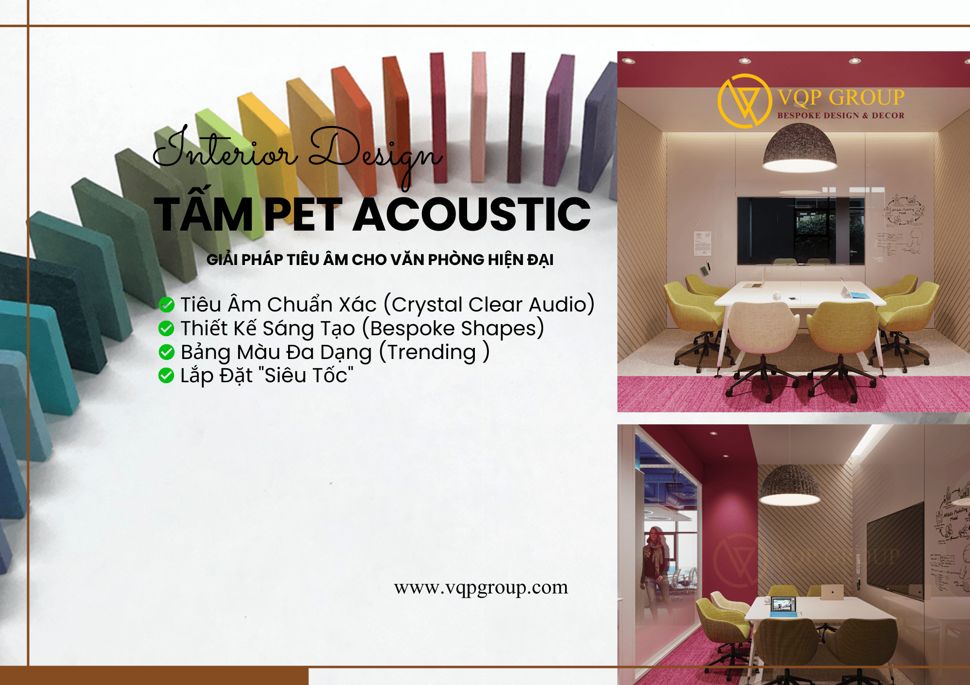 TẤM PET ACOUSTIC – GIẢI PHÁP TIÊU ÂM HIỆN ĐẠI CHO VĂN PHÒNG, PHÒNG HỌP & KHÔNG GIAN ĐA NĂNG