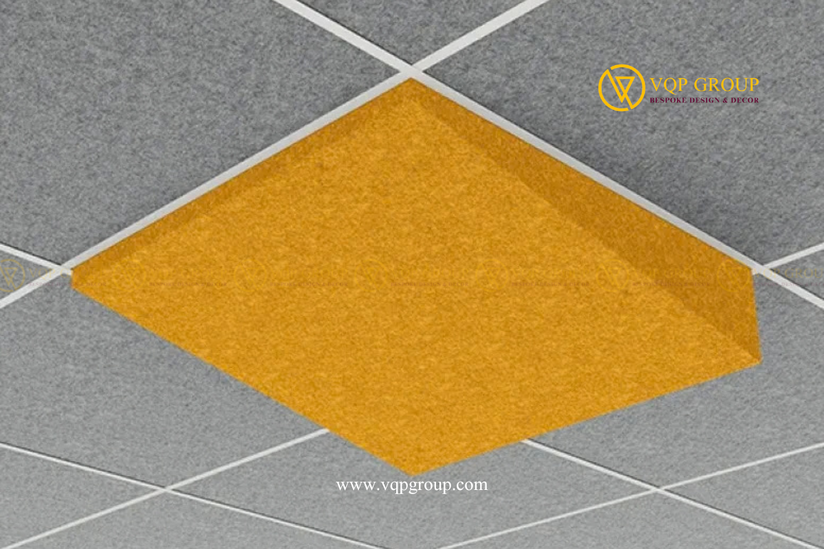 TẤM TRẦN PET MÔ-ĐUN GẤP KHỐI VQP-PET-C015 – GIẢI PHÁP TRẦN TIÊU ÂM 3D CHO KHÔNG GIAN HIỆN ĐẠI