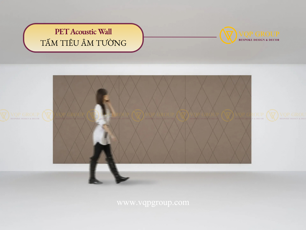 TẤM TƯỜNG PET RÃNH HÌNH THOI VQP-PET-W021 – PET ACOUSTIC WALL TRANG TRÍ HÌNH HỌC HIỆN ĐẠI