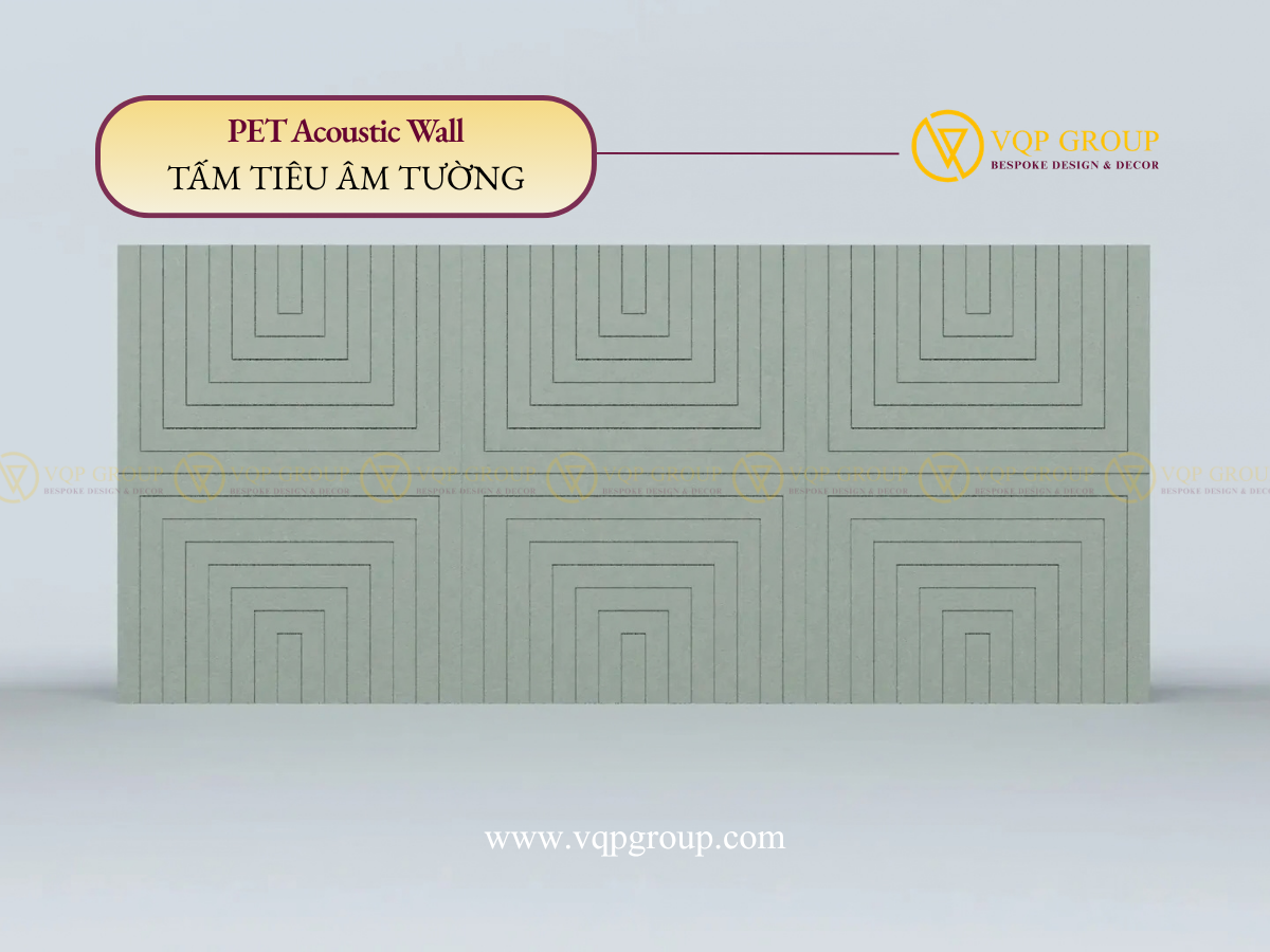 TẤM TƯỜNG PET RÃNH VUÔNG NỐI LỚP VQP-PET-W022 – GIẢI PHÁP PET ACOUSTIC WALL HÌNH HỌC HIỆN ĐẠI