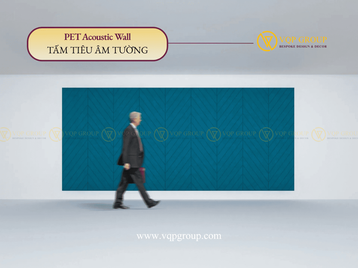 TẤM TƯỜNG PET RÃNH XƯƠNG CÁ VQP-PET-W025 – PET ACOUSTIC WALL HỌA TIẾT CHEVRON HIỆN ĐẠI