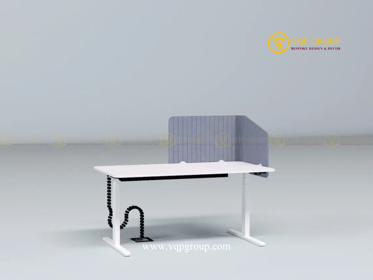 VÁCH NGĂN BÀN LÀM VIỆC TIÊU ÂM PET ACOUSTIC – DESK SCREENS | VÁCH BÀN PET BAO NỬA CÓ RÃNH – VQP-PET-D003