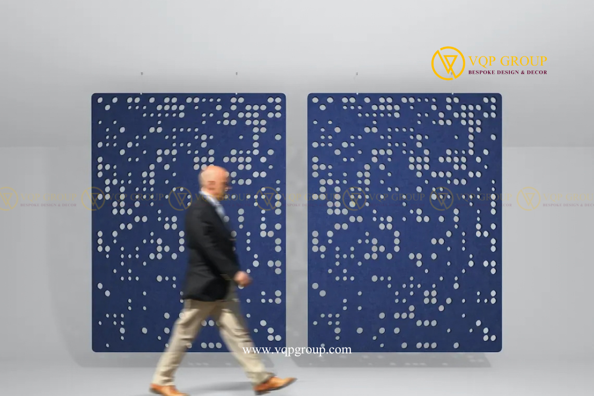 VÁCH NGĂN PHÒNG TIÊU ÂM PET ACOUSTIC – ROOM DIVIDERS | VÁCH PET TREO CHẤM TRÒN – VQP-PET-R016