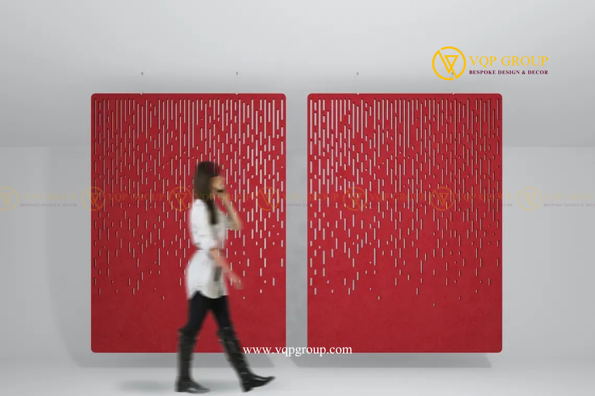 VÁCH NGĂN PHÒNG TIÊU ÂM PET ACOUSTIC – ROOM DIVIDERS | VÁCH PET TREO MA TRẬN BO CONG – VQP-PET-R011
