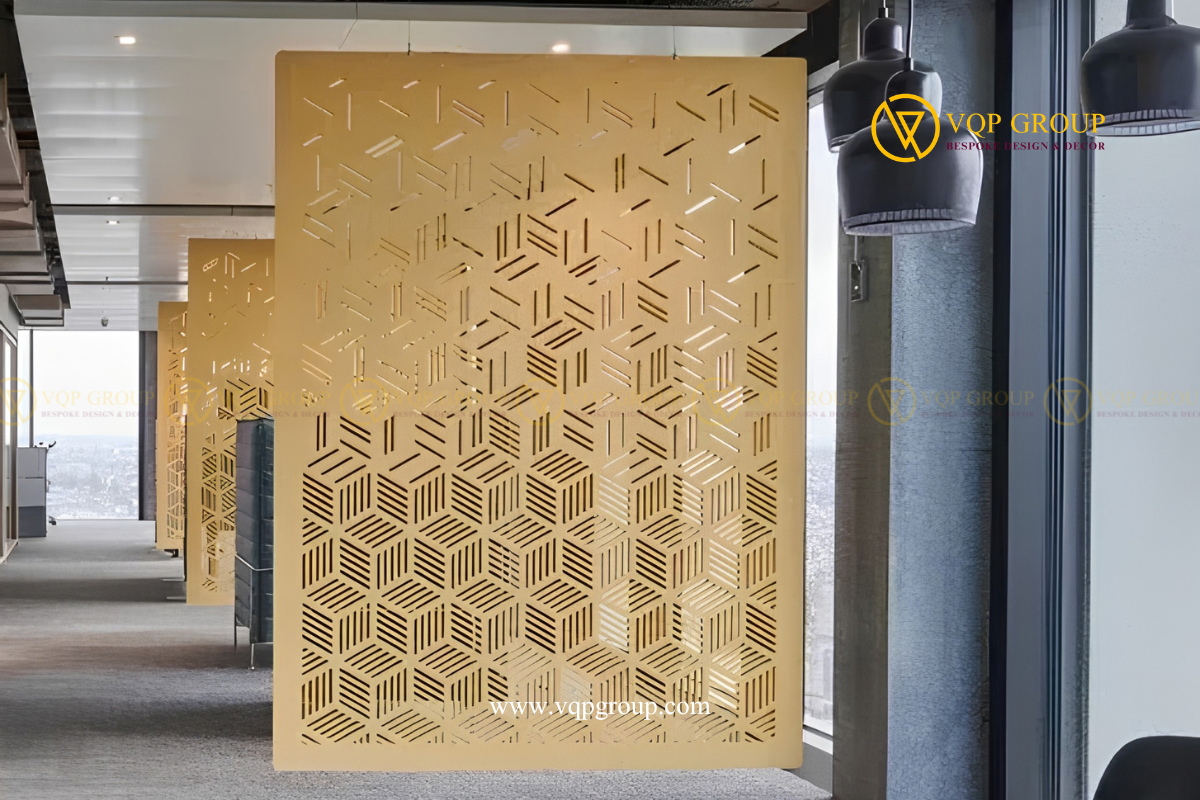 VÁCH NGĂN PHÒNG TIÊU ÂM PET ACOUSTIC – ROOM DIVIDERS | VÁCH PET TREO NÉT HÌNH HỌC – VQP-PET-R002