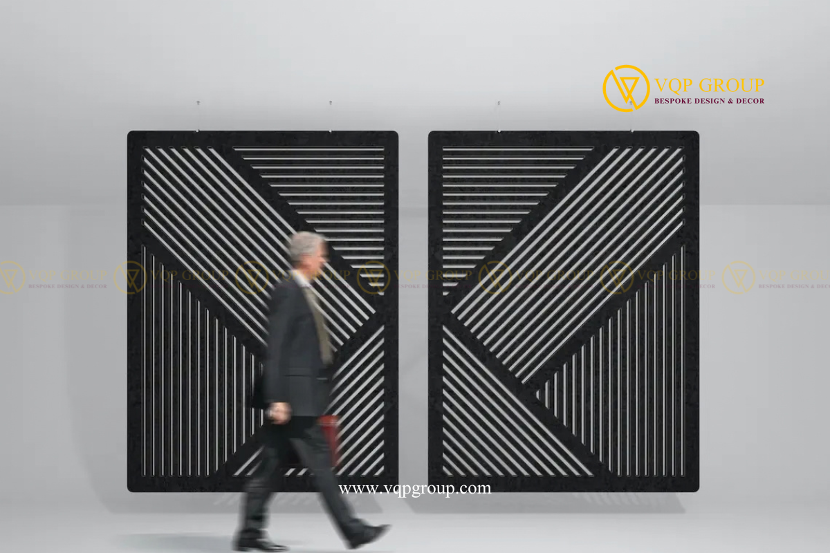 VÁCH NGĂN PHÒNG TIÊU ÂM PET ACOUSTIC – ROOM DIVIDERS | VÁCH PET TREO NÉT TUYẾN TÍNH – VQP-PET-R013