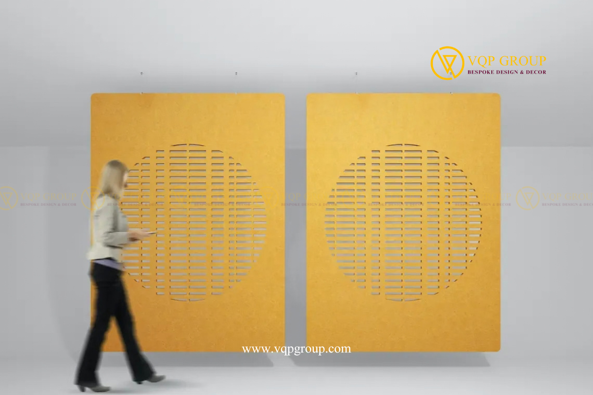 VÁCH NGĂN PHÒNG TIÊU ÂM PET ACOUSTIC – ROOM DIVIDERS | VÁCH PET TREO Ô HÌNH HỌC – VQP-PET-R019
