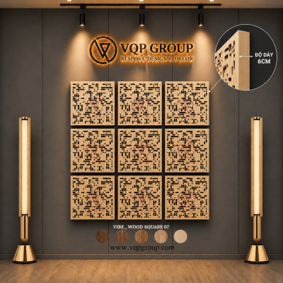 TẤM TIÊU ÂM GỖ CNC - VIBE _ WOOD SQUARE 07