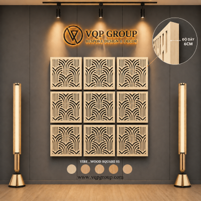 TẤM TIÊU ÂM GỖ CNC - VIBE _ WOOD SQUARE 05