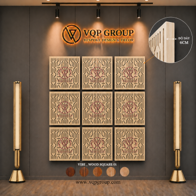 TẤM TIÊU ÂM GỖ CNC - VIBE _ WOOD SQUARE 01