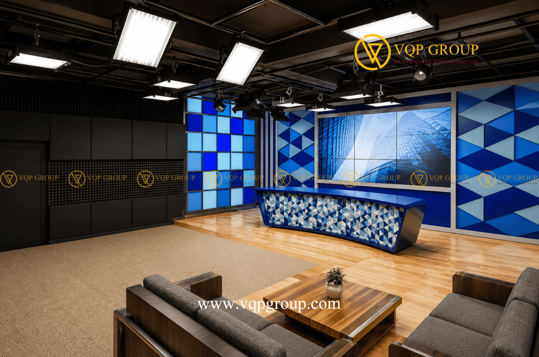 Thiết kế set Livestream Vinhomes Ocean Park kết hợp vật liệu tiêu âm
