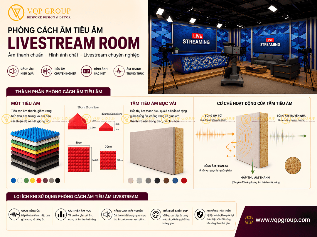 Hệ thống tiêu âm tường phòng Livestream Vinhomes Ocean Park