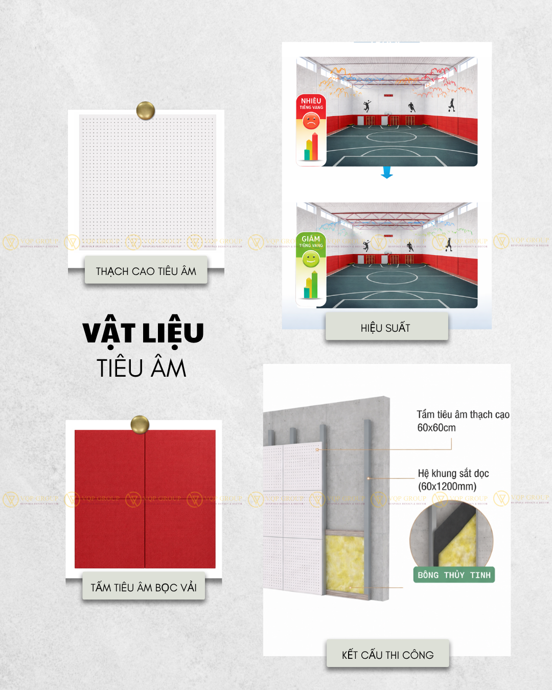 Cấu tạo vật liệu tiêu âm cho nhà thi đấu đa năng