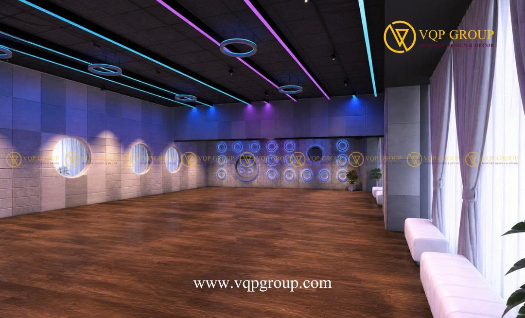Thiết kế ánh sáng kết hợp hệ tiêu âm Yoga Studio
