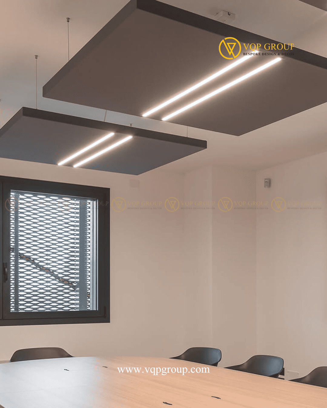 Acoustic Cloud Panel màu xám trong phòng họp
