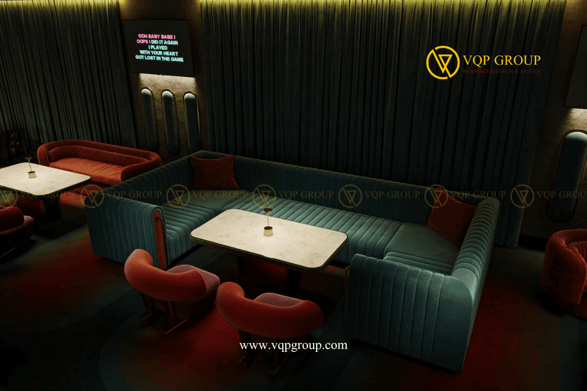 Cụm booth sofa Emerald Noir Lounge khu vực Hoàn Kiếm Hà Nội
