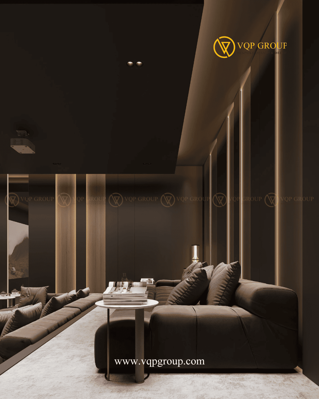 Bục nâng sofa Home Cinema Azalea Homes giúp tối ưu tầm nhìn màn chiếu