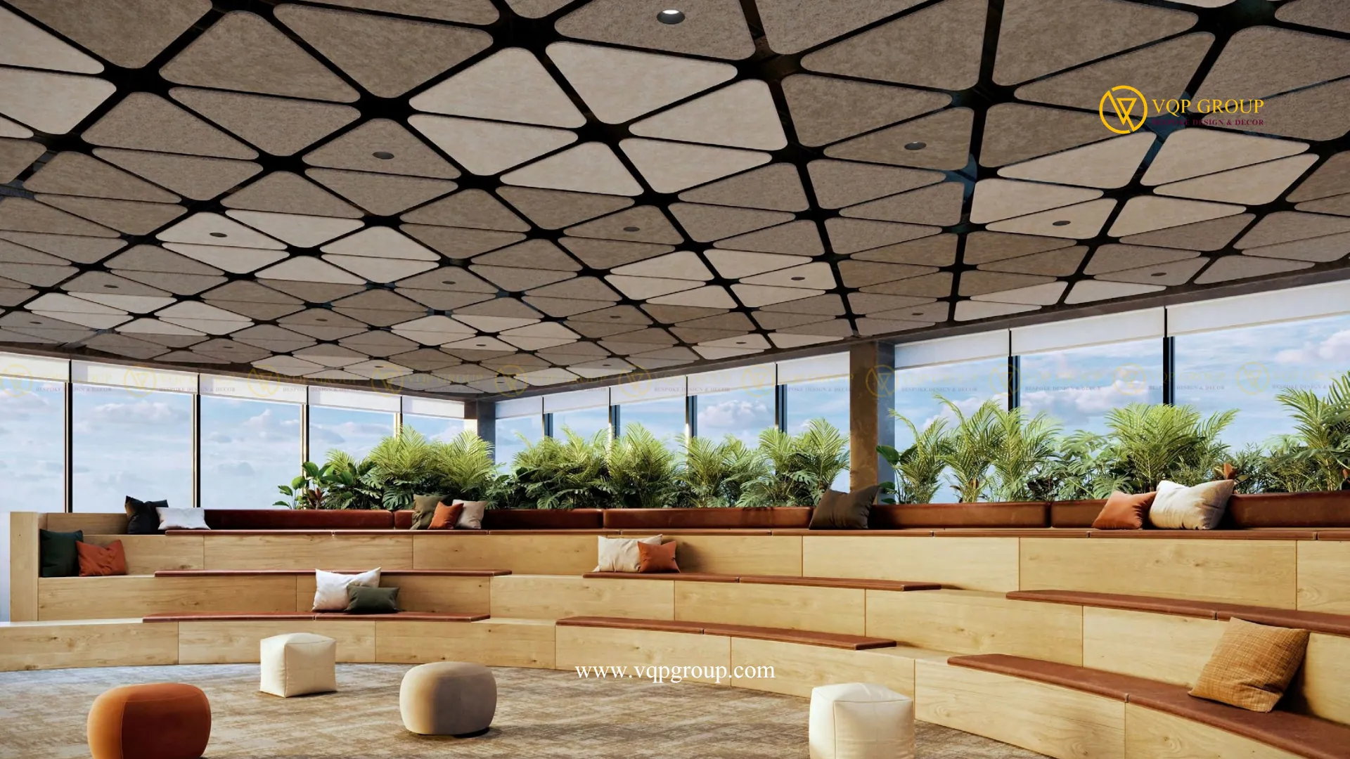 Ceiling cloud PET Acoustic hình học cho không gian đào tạo sáng tạo