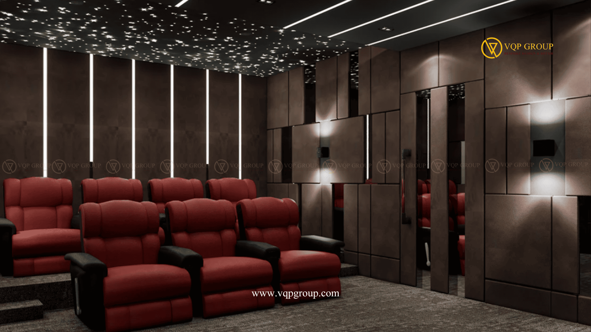Ghế cinema nhiều tầng trong phòng Home Cinema The Manor Central Park