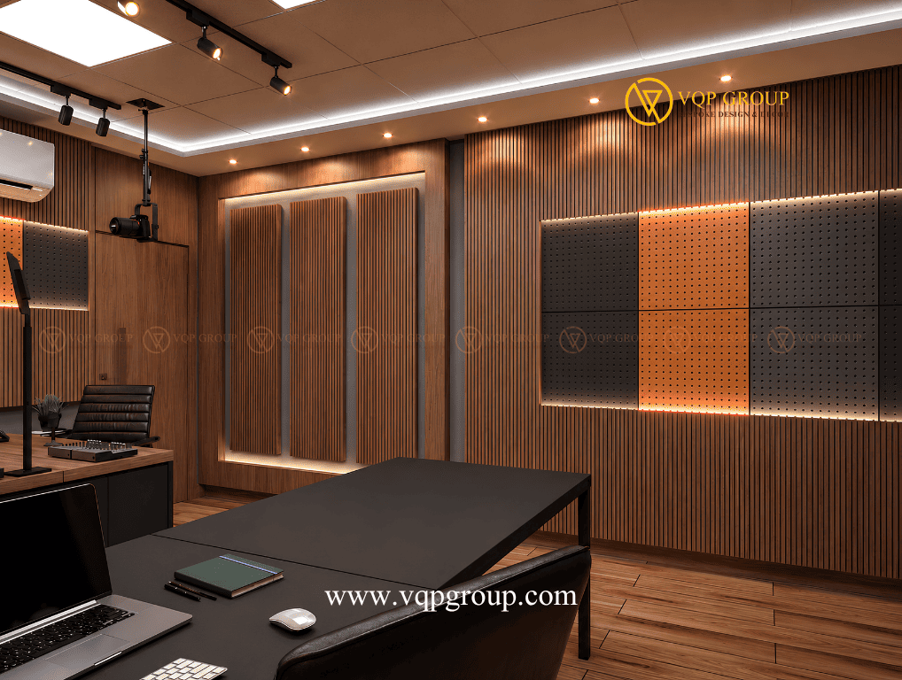 Giải pháp tiêu âm phòng Mega Live và thiết kế phòng thu âm doanh nghiệp trọn gói do VQP Group thực hiện tại The Manor Tower