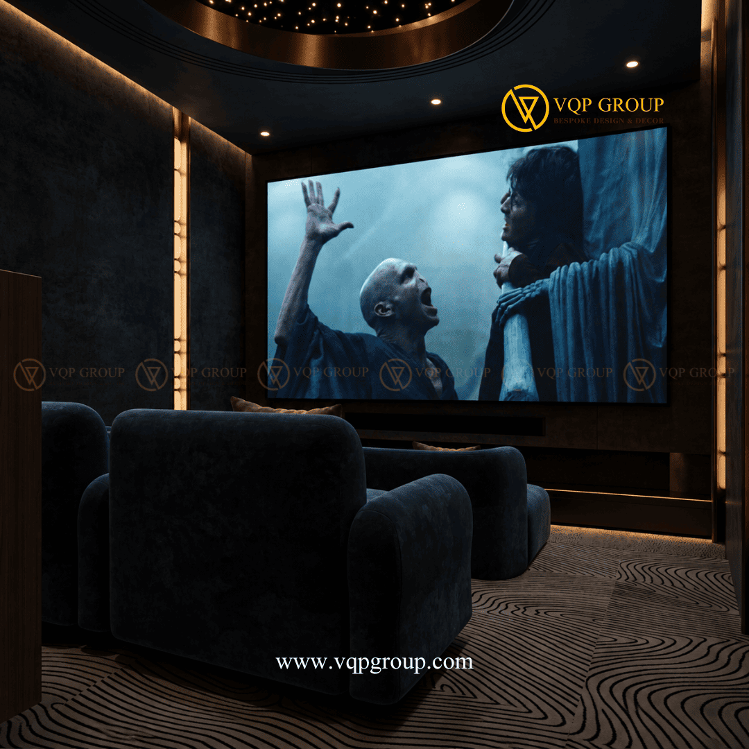 Góc nhìn từ ghế về màn hình Home Cinema Vinhomes Riverside The Harmony