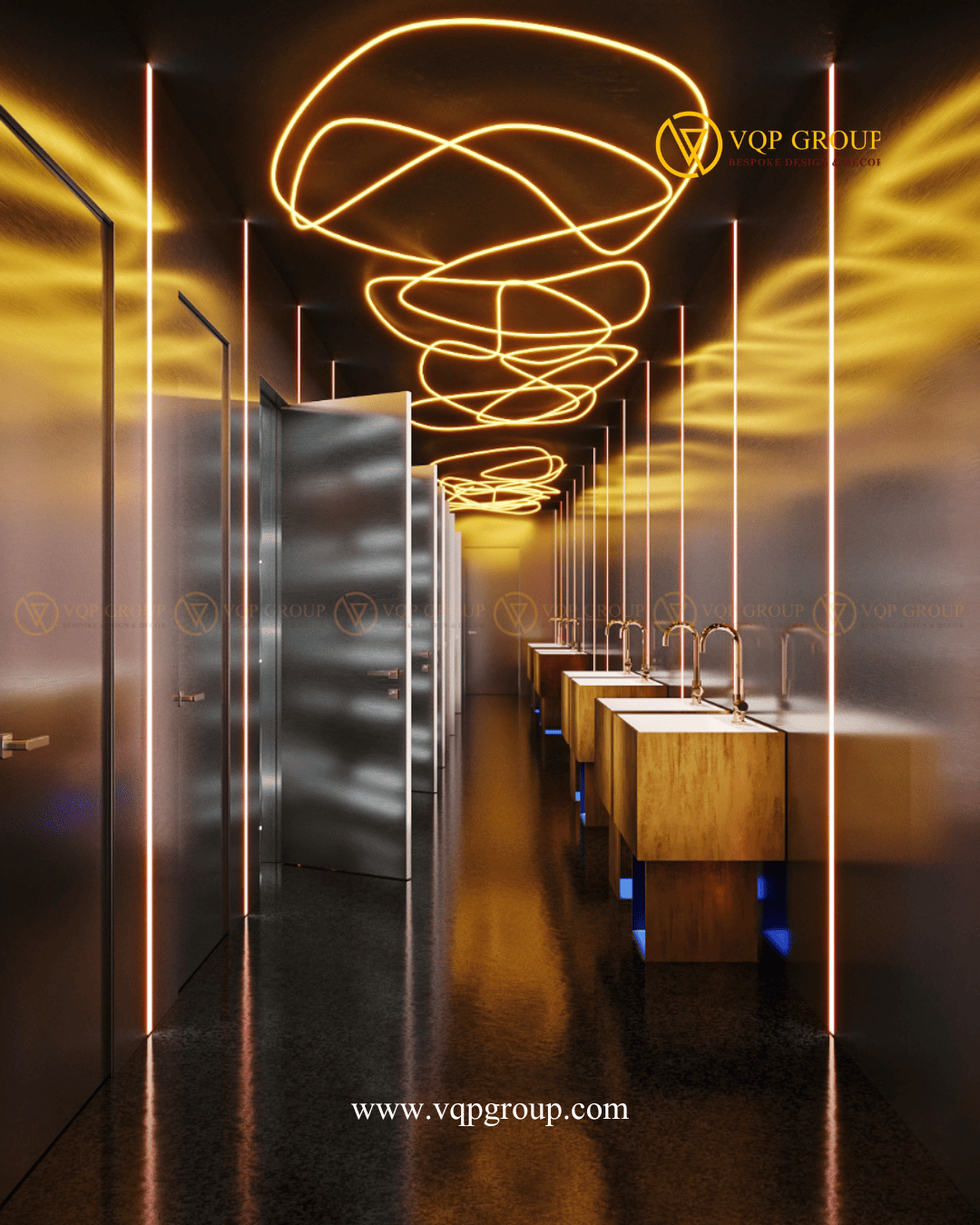 Thiết kế hành lang ánh sáng Emerald Noir Lounge Hoàn Kiếm Hà Nội