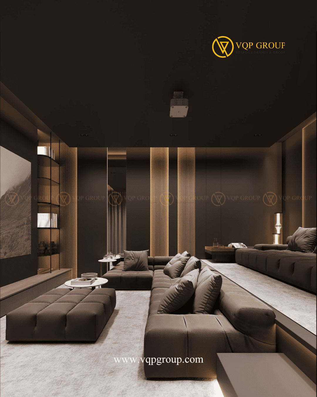 Máy chiếu Home Cinema Azalea Homes Gamuda City tích hợp trên trần