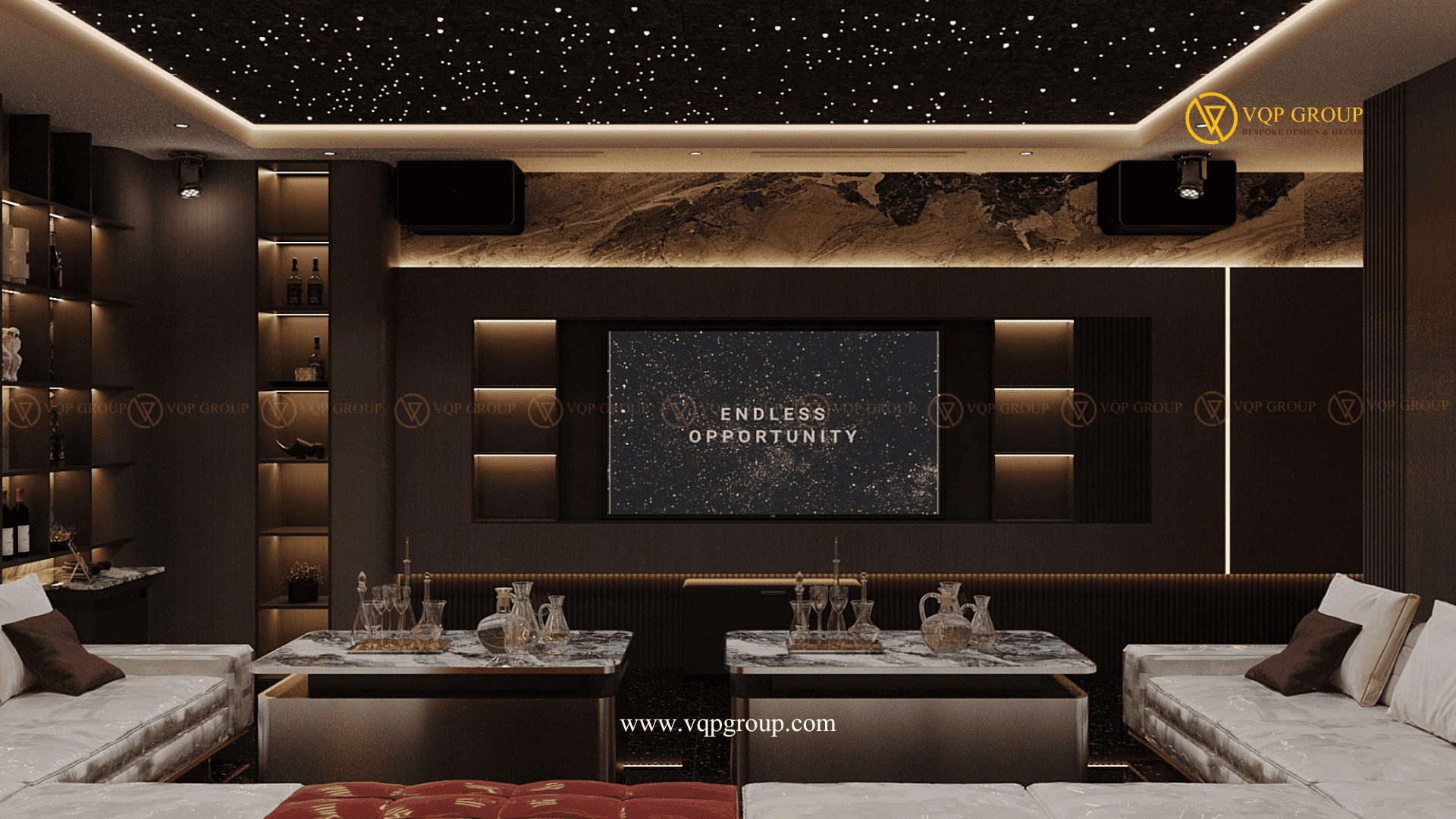 Media Wall và trần sao Modern Luxury Private Karaoke Vinhomes The Harmony