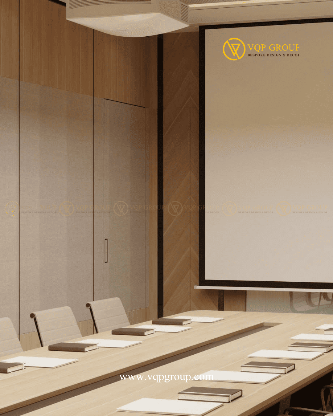 Module PET Acoustic kết hợp gỗ trong thiết kế tiêu âm văn phòng