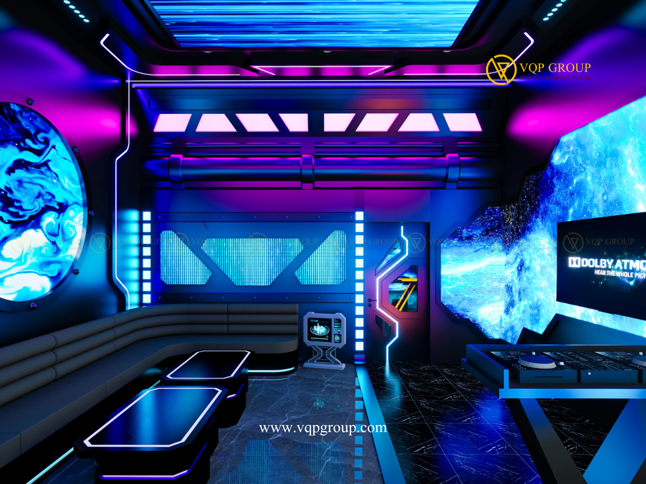 Hệ panel Galaxy Display trong Neon Private Karaoke Vinhomes Riverside The Harmony