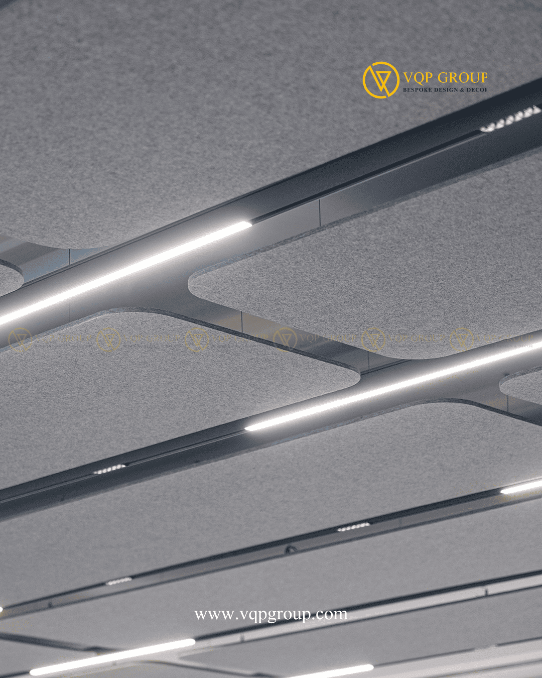 PET Acoustic ceiling kết hợp đèn phòng họp Nam Từ Liêm Hà Nội