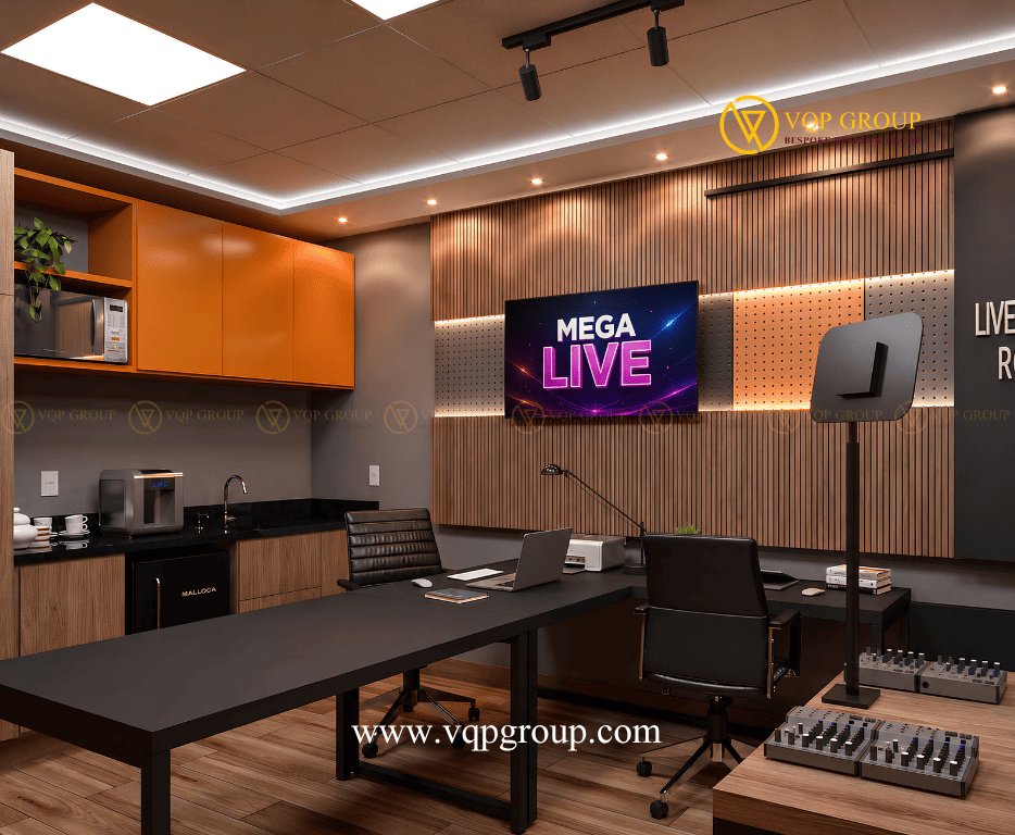 Không gian phòng livestream room chuyên nghiệp dành cho doanh nghiệp hạng sang tại tổ hợp tòa nhà cao cấp The Manor Tower