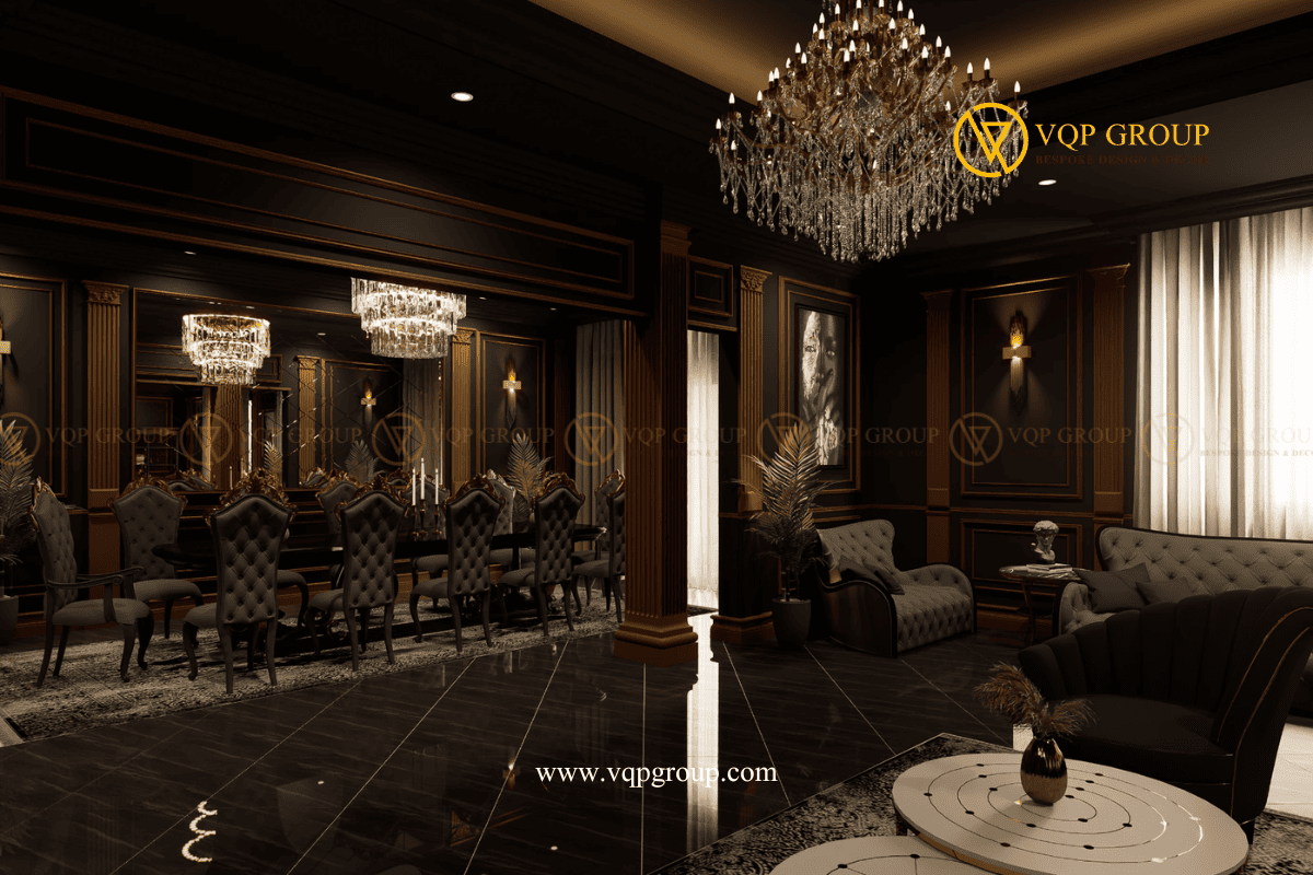 Private Dining biệt thự Hoa Phượng Vinhomes Riverside phong cách Luxury Classic