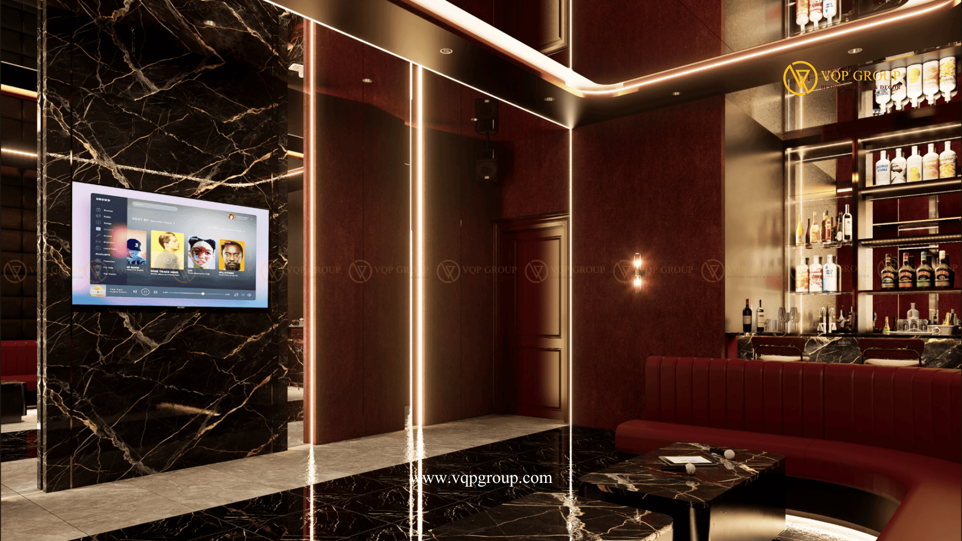 Sofa lounge phòng karaoke gia đình cao cấp Vinhome Riverside