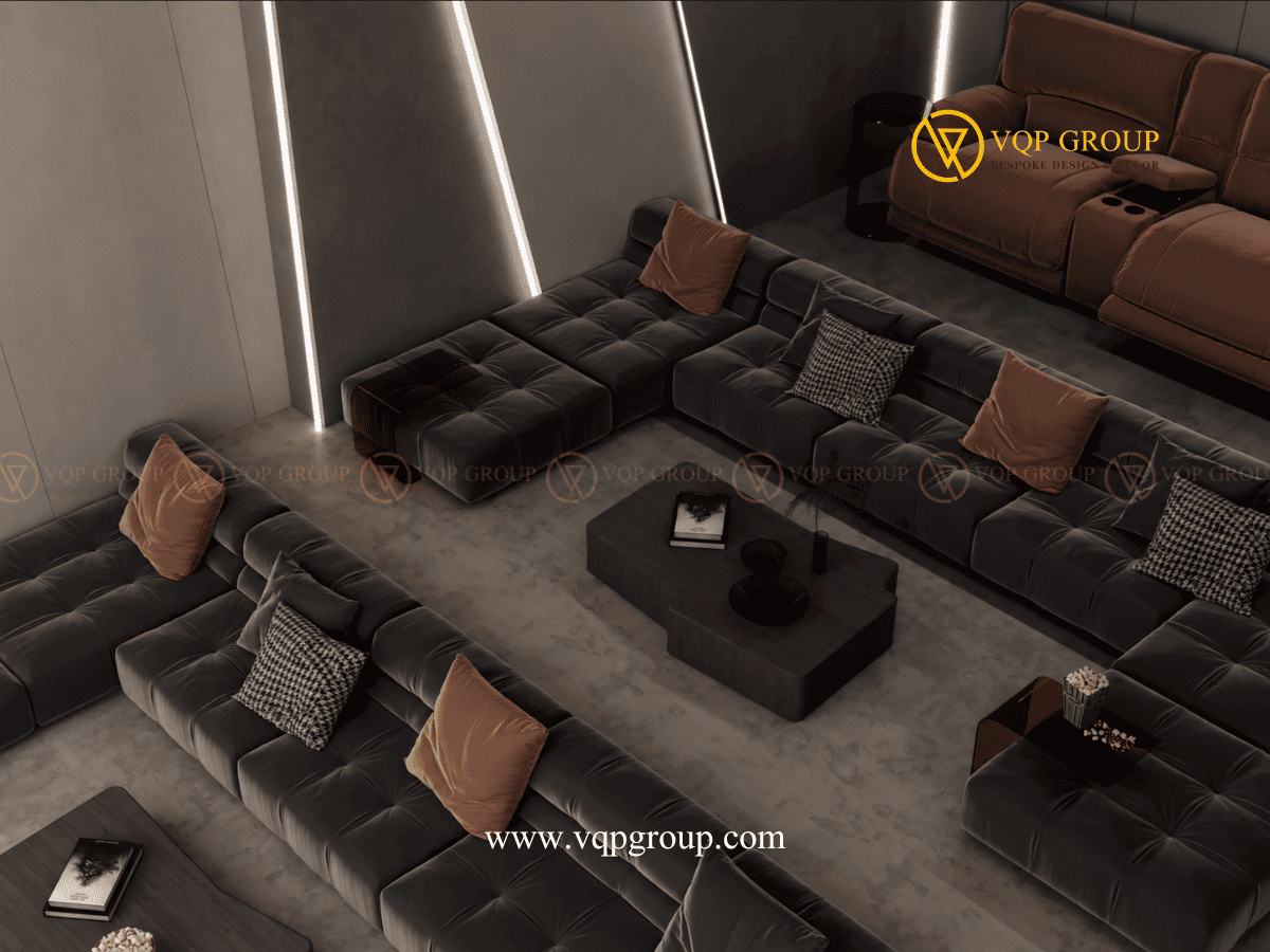 Sofa modular Home Cinema Vinhomes Thăng Long nhìn từ trên cao