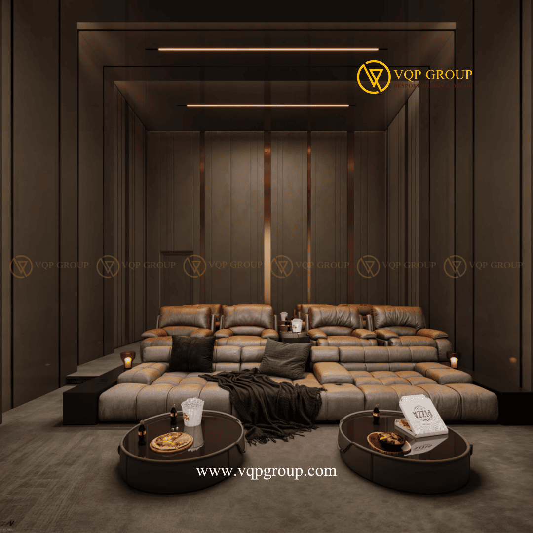 Thiết kế phòng giải trí gia đình Home Cinema Starlake với sofa và ghế cinema nhiều tầng
