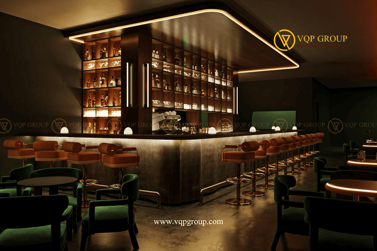 Góc nghiêng quầy bar cao cấp Emerald Noir Lounge Hà Nội