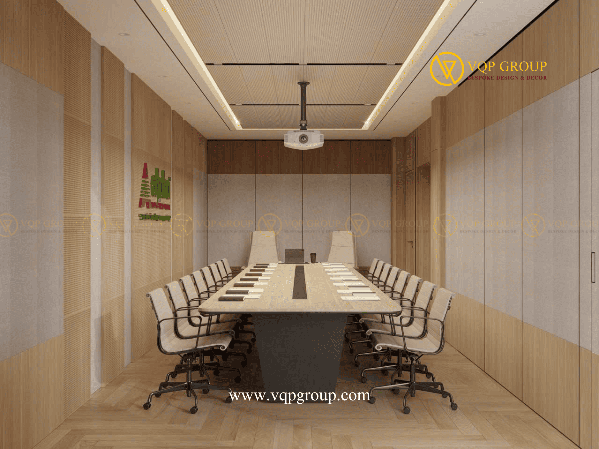 Thiết kế phòng họp doanh nghiệp với hệ tường và trần tiêu âm