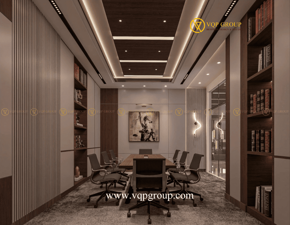 Thiết kế tiêu âm phòng họp hiện đại góc chính diện