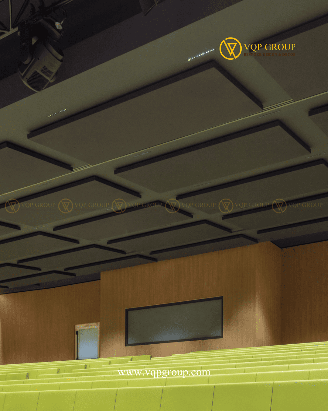 Trần tiêu âm hội trường trường học Nghĩa Đô Hà Nội với hệ acoustic panel