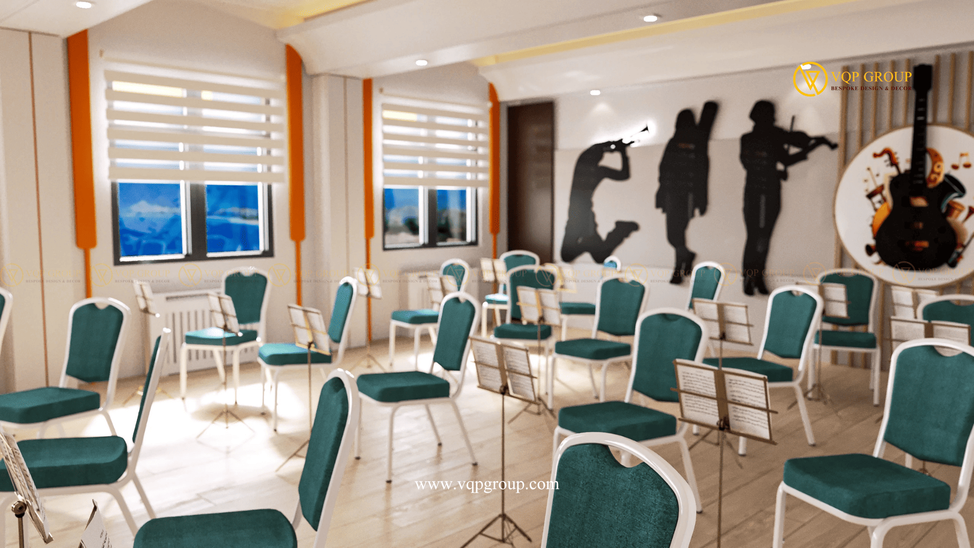 Trang trí tường phòng học âm nhạc trường học