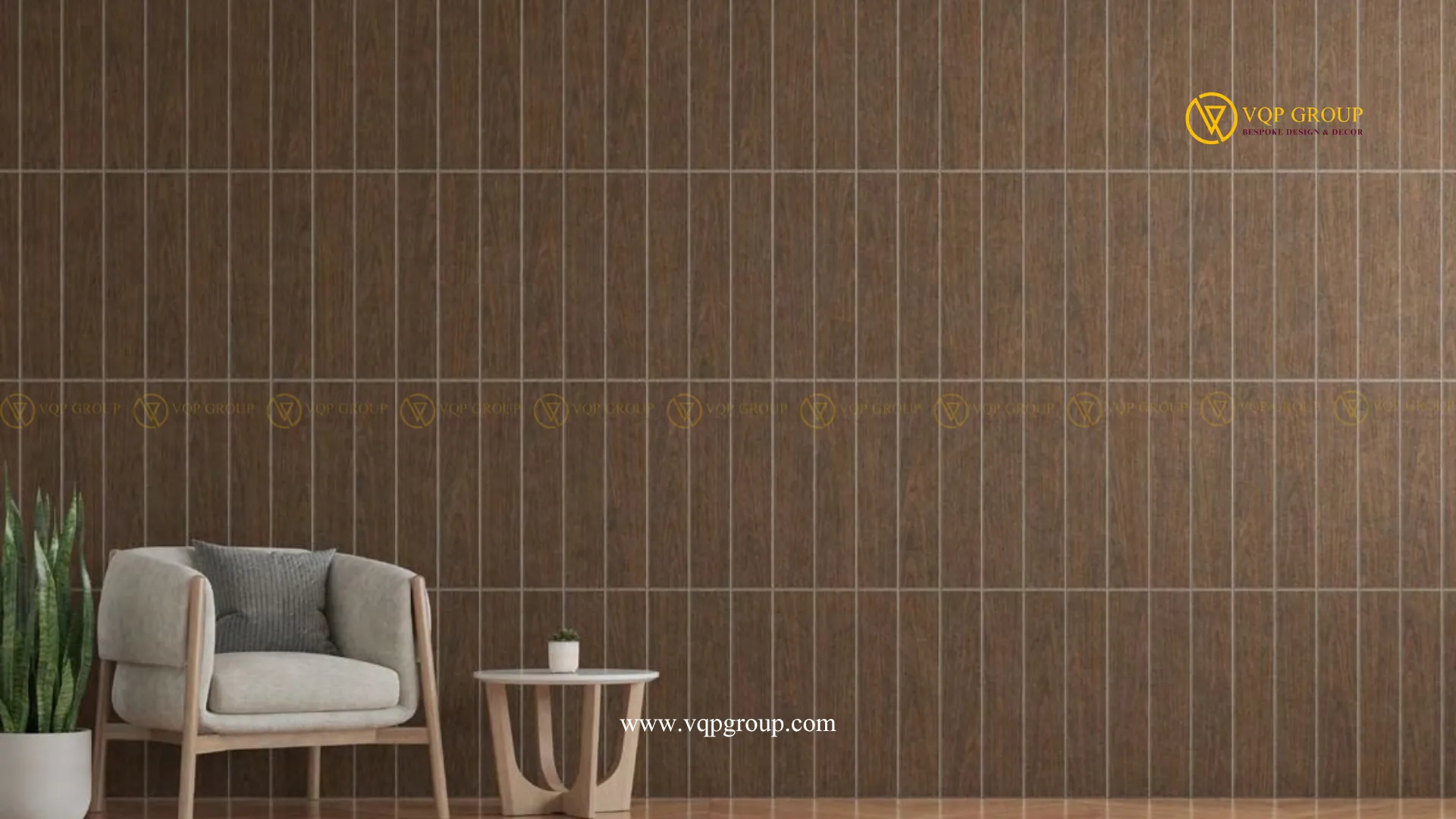 Tường PET Acoustic tiêu âm trang trí dạng rãnh dọc màu xám