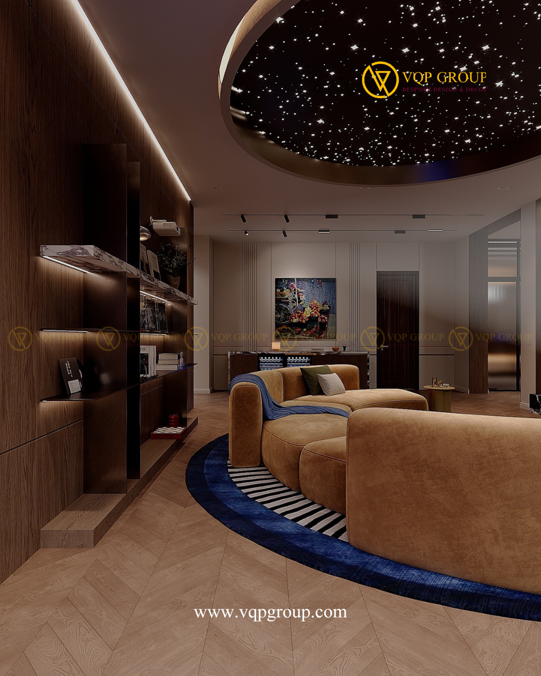  Không gian lounge với trần bầu trời sao tại VELORA FAMILY CINEMA Hải Phòng 