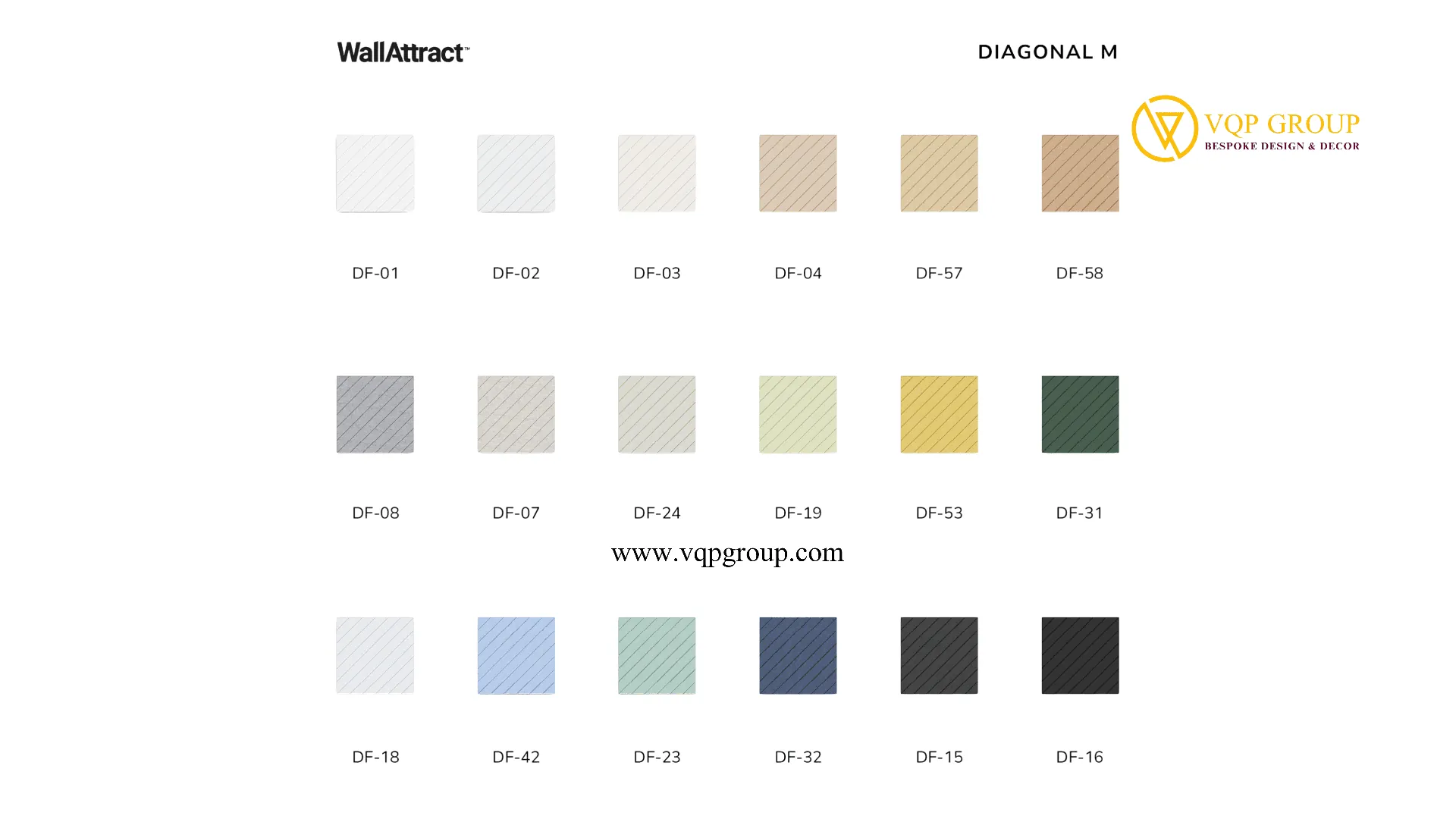 Bảng màu tấm ốp tường tiêu âm Diagonal M PET Acoustic