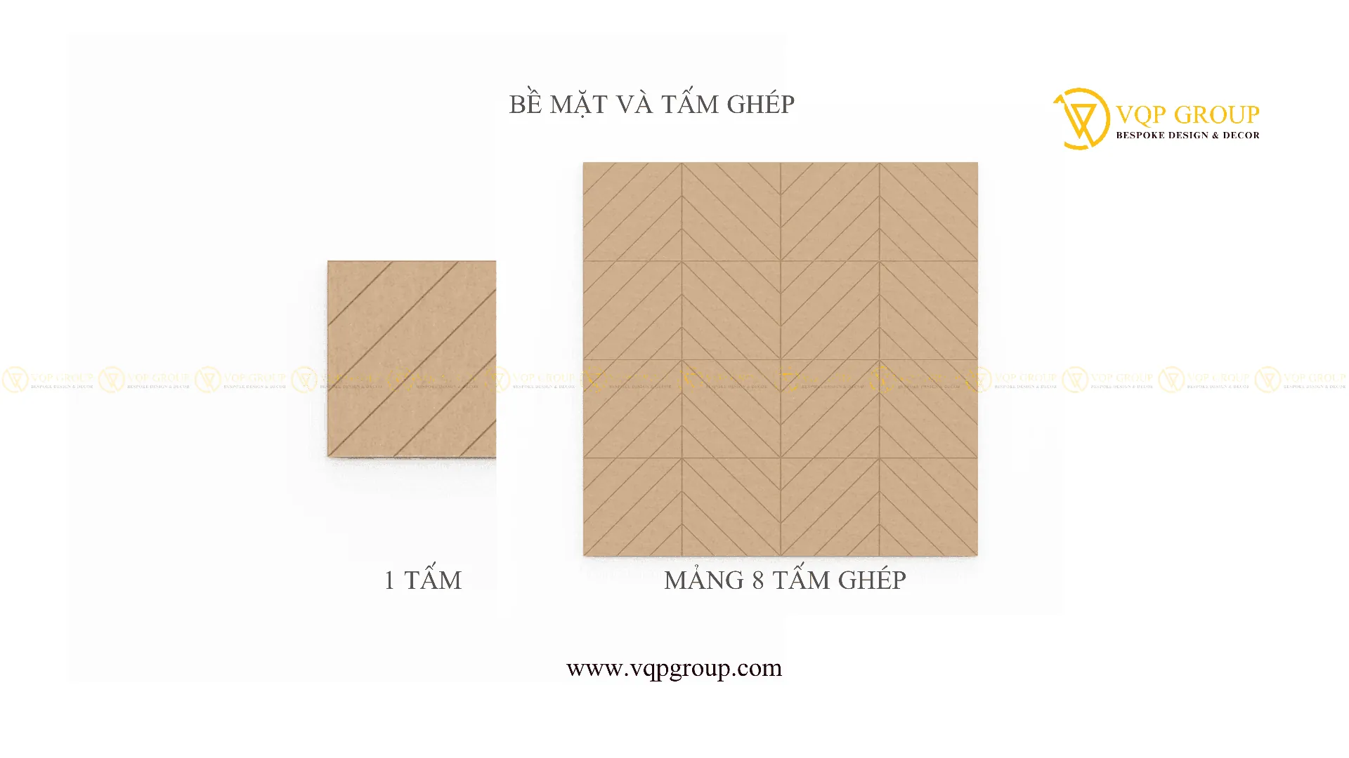 Một tấm và phương án ghép 8 tấm tiêu âm Diagonal L