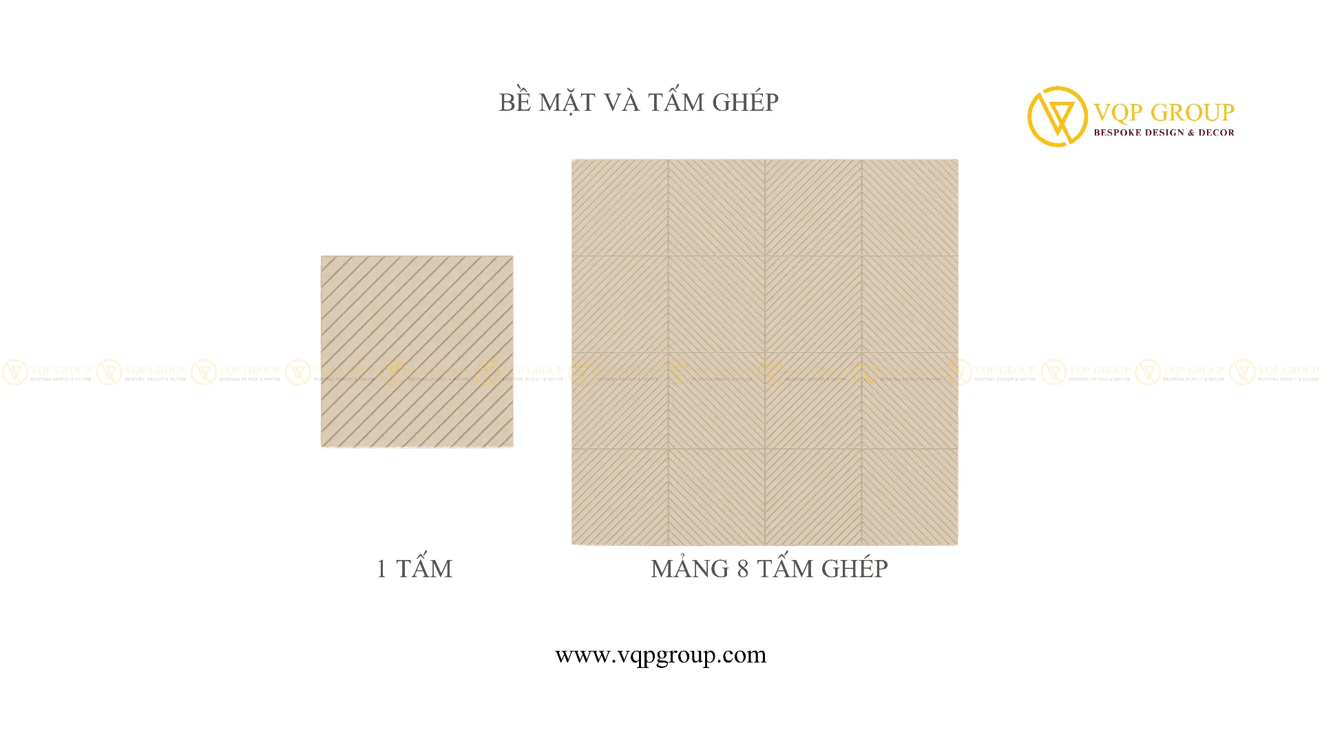 Bề mặt một tấm PET Acoustic Diagonal S và mảng ghép 8 tấm