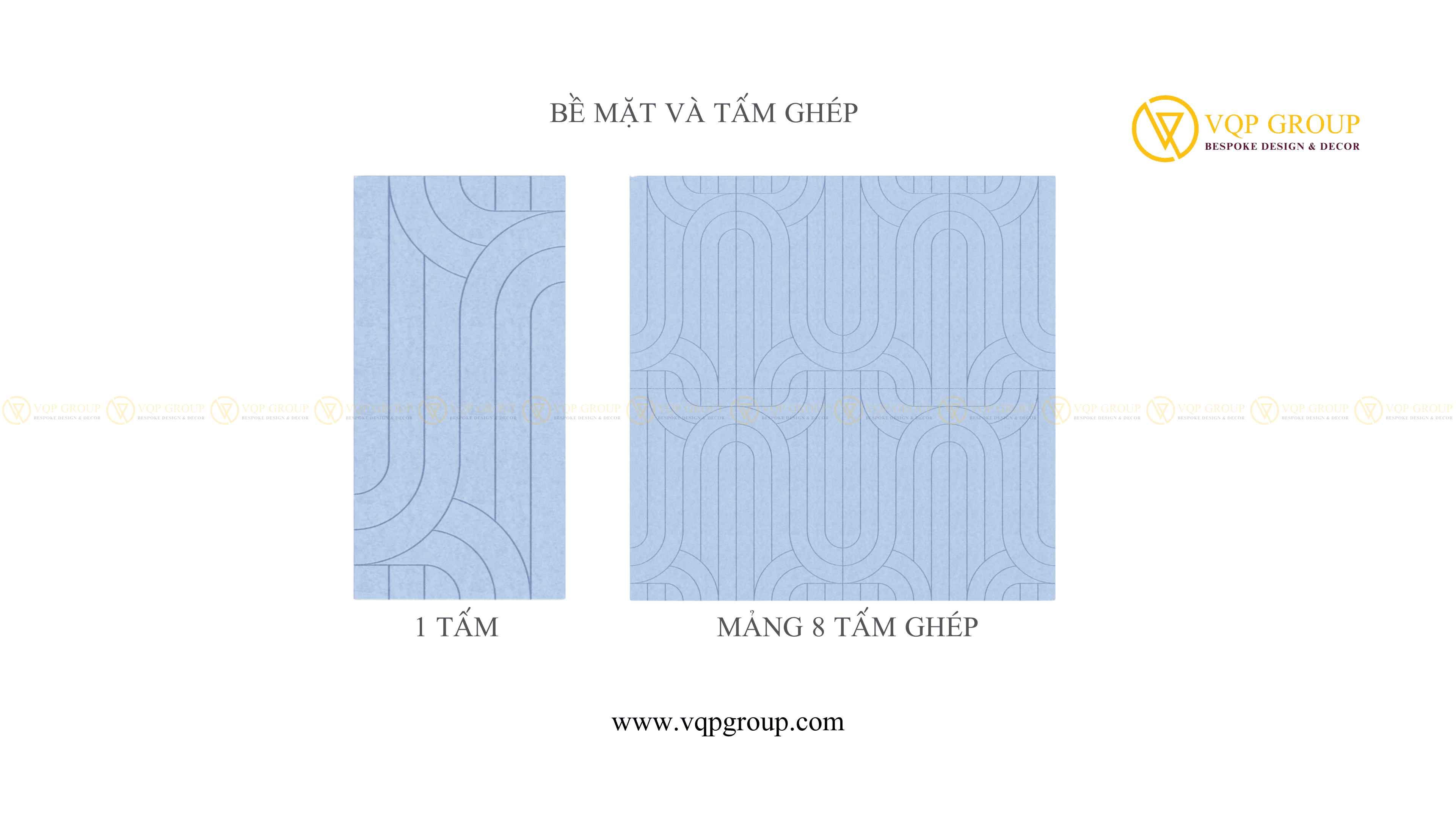 Bề mặt một tấm PET Acoustic INTERPLACE và mảng ghép 8 tấm